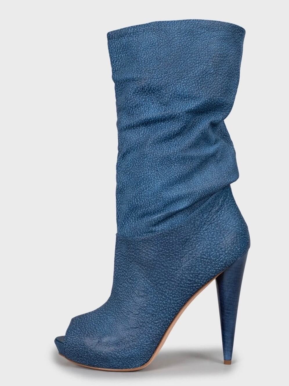 NWB Alexander McQueen Blue Leather Wedge Open Toe Boots Sz.39,5